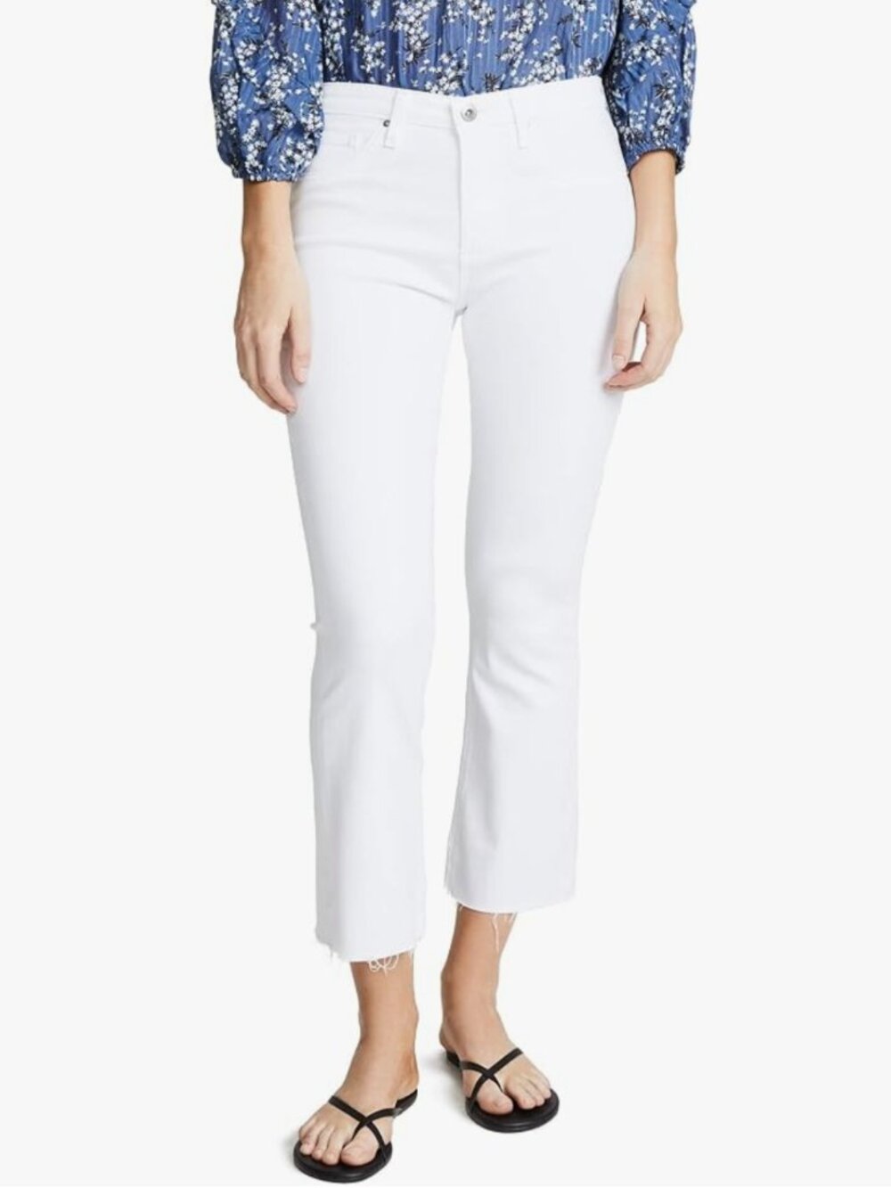 AG Adriano Goldschmied Jodi Crop High-Rise Slim Flare Jeans – White – Size 24R (